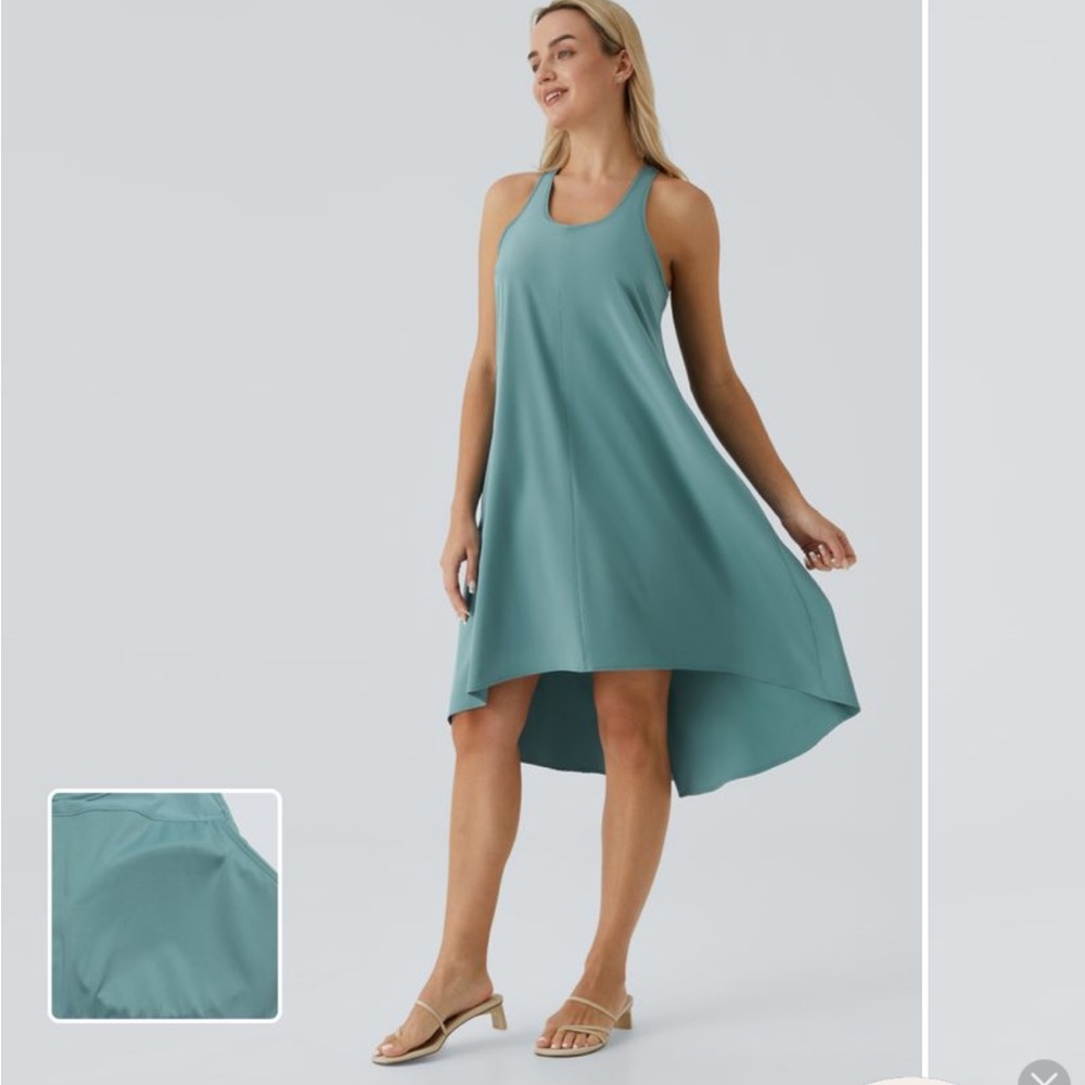 NEW WITH TAGS: Halara Breezeful Stone Blue high low dress size XL with pockets